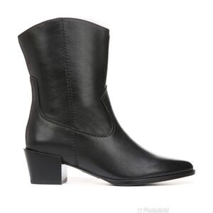 NATURALIZER Gaby Black Leather Western Midi‎ Boot Bootie Block Heel Size 5 New